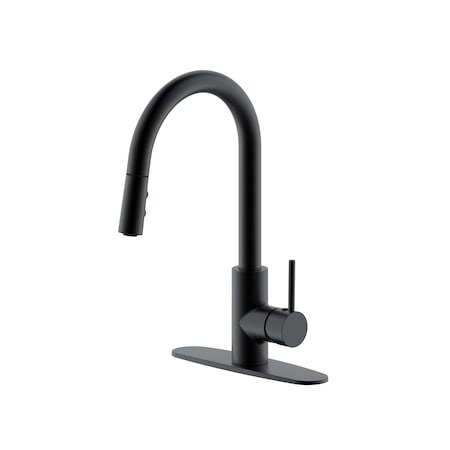 Westbrass Dual Spray Push Button Mode Kitchen Faucet with Pull Down Sprayer Head, Matte Black KD08B-62